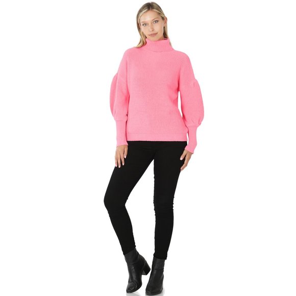 NWT Pink Puff Sleeve Turtleneck sweater - Picture 4 of 5